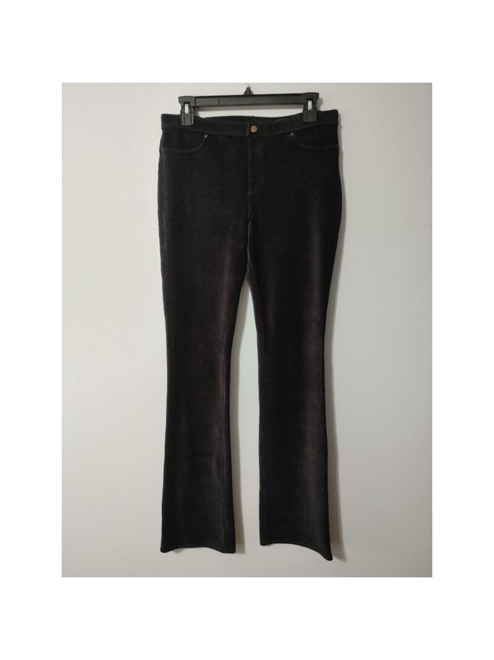 Women's HUE Black Stretchy Corduroy Boot Cut Pants Size M-L